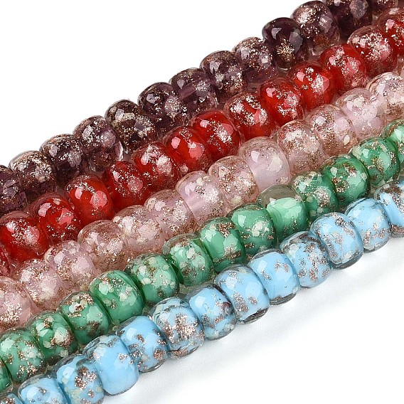 Светящиеся стеклянные бусины ручной работы из золотой и серебряной фольги, рондель