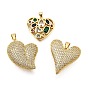 Латунные микро проложить кубического циркония подвески, сердце, долговечный, без кадмия и без свинца, стойки покрытие, реальный 18 k позолоченный