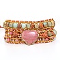 Многорядные браслеты в стиле бохо с натуральным родохрозитом и бусинами шоушан, плетеные браслеты из бисера для женщин
