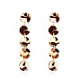 Alloy Dangle Earrings, with Resin and 925 Sterling Silver Pin, Flat Round, Golden Plated