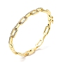 Clear Cubic Zirconia Oval Link Chains Hinged Bangle, Brass Jewelry for Women, Cadmium Free & Nickel Free & Lead Free