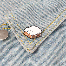 Adorable Cartoon Cat Alloy Brooch Pin in Cute Paper Box - Fashion Accessory Badge