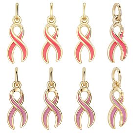 8 шт 2 стили латунные эмалевые подвески, с целью перехода в кольце, осознание лента прелести, долговечный, без свинца и без кадмия, стойки покрытие