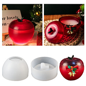 Teacher's Day Apple Candle Jar Molds, Silicone Concrete Molds for Candle Holder with Lids, Candles Resin Mould, Epoxy Resin Casting Molds