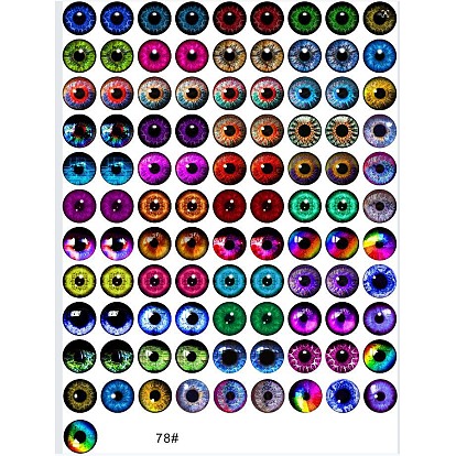 Cabochons en verre transparent imprimé, demi-rond avec motif oeil