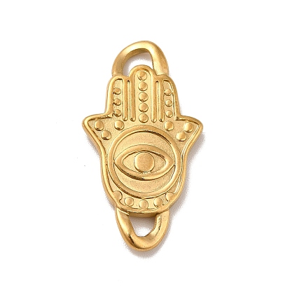 Vacuum Plating 304 Stainless Steel Connector Charms, Religion, Hamsa Hand Links with Eye