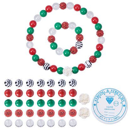 DIY Children's Necklace Making, with AB-Color Resin Rhinestone Bead, Acrylic Bead and Crystal Thread