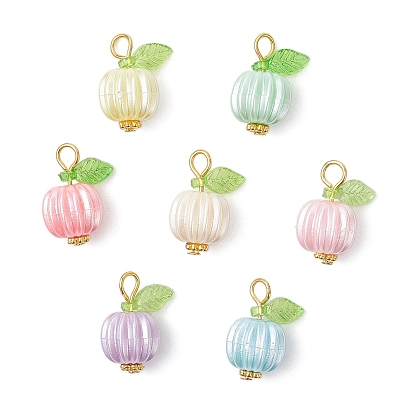 Непрозрачные акриловые подвески, с железными петлями, тыква