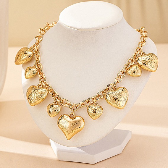 Ожерелья-нагрудники в виде цветка из сплава с текстурой в виде сердца для женщин