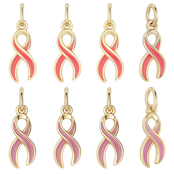 8 шт 2 стили латунные эмалевые подвески, с целью перехода в кольце, осознание лента прелести, долговечный, без свинца и без кадмия, стойки покрытие