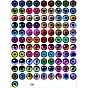 Printed Transparent Glass Cabochons, Half Round with Eye Pattern