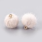 Handmade Plush Cloth Fabric Covered, with CCB Plastic Findings, Round