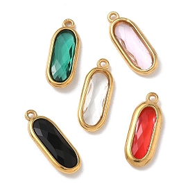 304 из нержавеющей стали горный хрусталь подвески, овальные амулеты, вакуумное покрытие pvd, реальный 18 k позолоченный