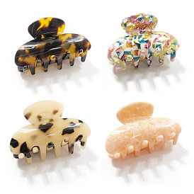 Tortoise Shell Hair Clip for Women, 6cm Barrette Claw Clamp with Acetic Acid Resin Texture, Fashionable Hair Accessories