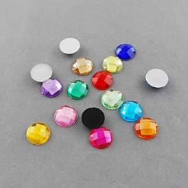 Acryl-Strass-Cabochons, flache Rückseite, facettiert, Halbrund