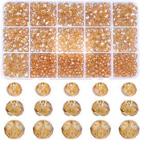 800 шт. 3 стили гальванических стеклянных бусин, гальваническое покрытие, граненые, рондель