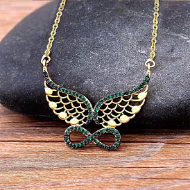 Bohemian Style Vintage Hollow Wing Pendant Necklace - Retro, 8-shaped, Jewelry.