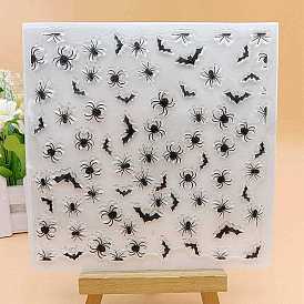Halloween Theme Spider & Bat Clear Silicone Stamps, for DIY Scrapbooking, Photo Album Decorative, Cards Making, Stamp Sheets