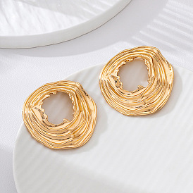 Boucles d'oreilles en alliage pour femmes, ronde