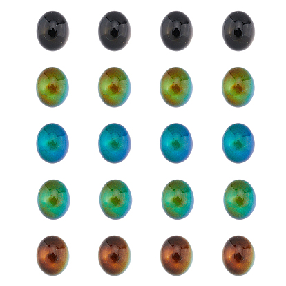 Полупрозрачные стеклянные кабошоны, кабошоны изменяющие цвет настроения, Плоско-овальные