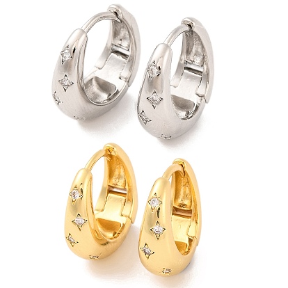 Женские серьги-кольца из латуни с прозрачным фианитом, без свинца и без кадмия