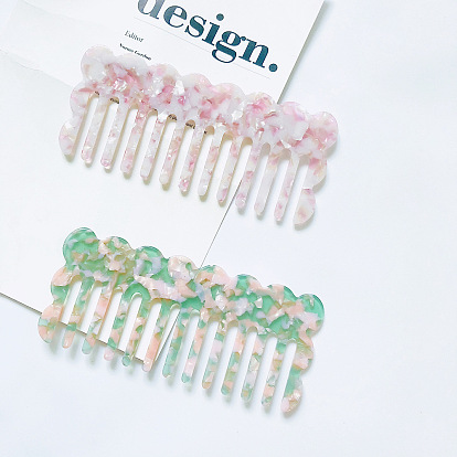 Fashionable Marble Wave & Leopard Print Hair Comb with Acetate Material