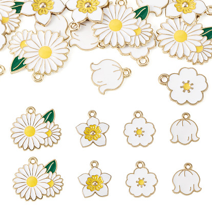 20шт. 4 стили подвесок из сплава и эмали, цветок, золотой свет