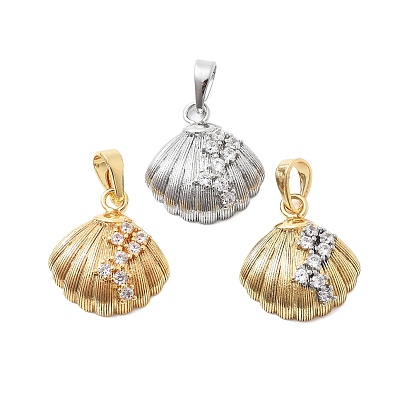 Латунные подвески, без кадмия и без свинца, с микро проложить кубического циркония, формы раковины