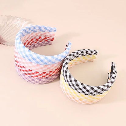 Sweet and Stylish Wide-brim Headband with Plaid Pattern - Spring/Summer Hair Accessory.