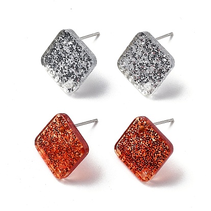 Акриловые серьги фурнитура, ромб, с 304 штифтами из нержавеющей стали и пайетками