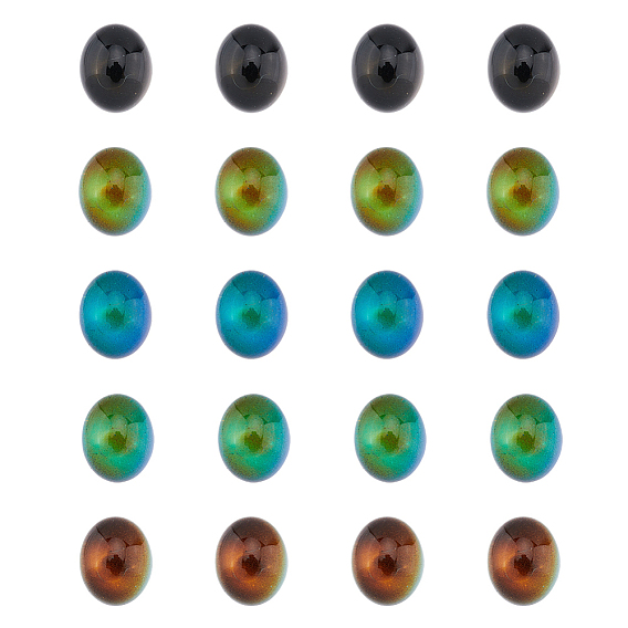 Полупрозрачные стеклянные кабошоны, кабошоны изменяющие цвет настроения, Плоско-овальные