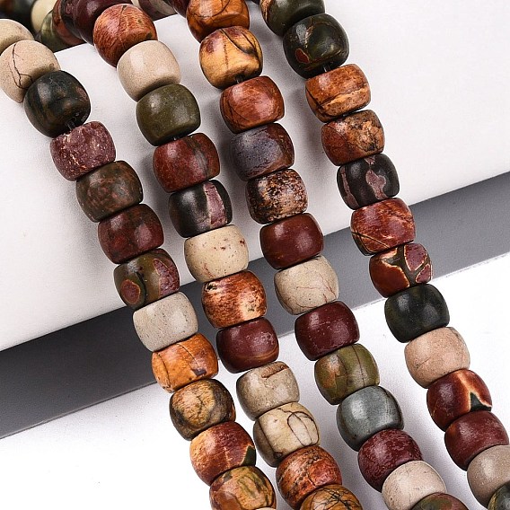 Natural Picasso Jasper/Polychrome Jasper Beads Strands, Barrel