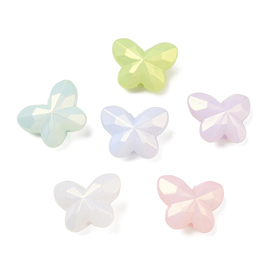 Perles acryliques opaques nacrées, papillon, facette