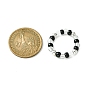 2Pcs 2 Color Acrylic & Glass Seed Beaded Stretch Rings Set for Women