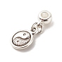 Flat Round with Yin Yang Tibetan Style Alloy Pendants, with Alloy Tube Bails and Brass Jump Ring