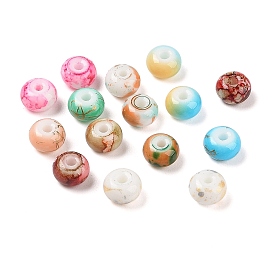 Opaque Spray Painted Glass Beads, Rondelle