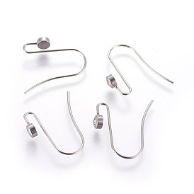 304 Stainless Steel Earring Hooks, with Rhinestone, Crystal