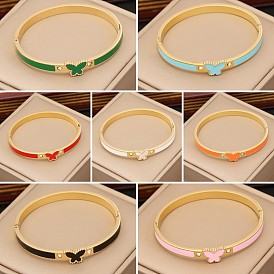 Multicolor Oil Drop Butterfly Bracelet - Fashion Stainless Steel Chain, Elegant Bangle