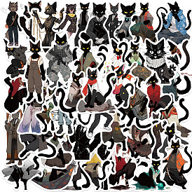 Cat Theme PVC Cartoon Sticker Labels, Self-adhesive Waterproof Decals, for Suitcase, Skateboard, Refrigerator, Helmet, Mobile Phone Shell