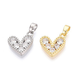 Латунные микро проложить кубического циркония подвески, сердце прелести