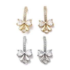 Фурнитура для сережек-гвоздиков из латуни с кубическим цирконием, без кадмия, без никеля и без свинца, бантом