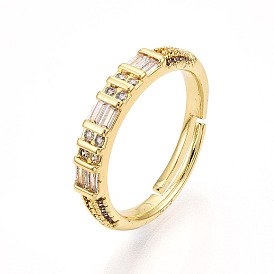Латунные кольца-манжеты с микропаве и прозрачным цирконием для женщин
