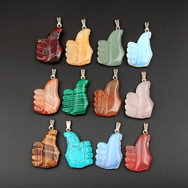 Natural & Synthetic Gemstone Pendants, with Platinum Tone Brass Findings, Gesture Good