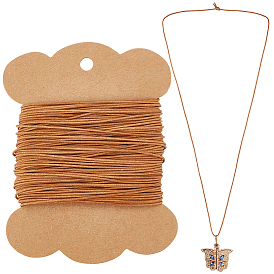 25M Round Cowhide Leather Cord, Leather Jewelry Cord, with Kraft Paper Thread Winding Boards and Organza Gift Drawstring Bag