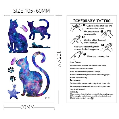 Съемные временные татуировки с рисунком кота из мультфильма, бумажные наклейки