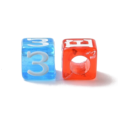 Прозрачные акриловые бусины, окрашенные спреем, куб с цифрой и буквой