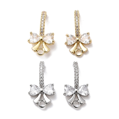 Фурнитура для сережек-гвоздиков из латуни с кубическим цирконием, без кадмия, без никеля и без свинца, бантом
