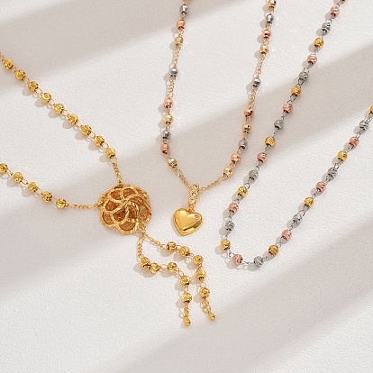 Элегантные латунные подвески в форме цветка в форме сердца, длинные ожерелья для женщин