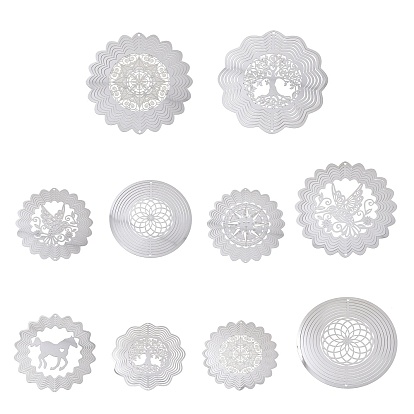 201 нержавеющая сталь 3 вращающийся подвесной ветряной спиннер, для украшения сада внутри и снаружи помещения, не тускнеет, цвет нержавеющей стали