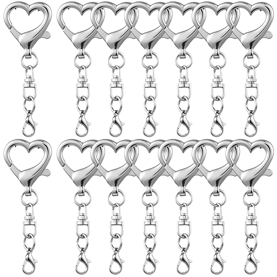 20 поворотные застежки из сплава шт., сердце, с карабин-лобстерами 